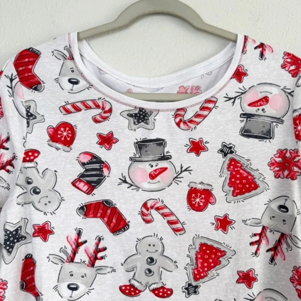 Secret‎ Treasures Christmas tree reindeer snowman pj set pajamas M